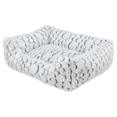 Cama para animais cinzenta com textura de bolhas em relevo