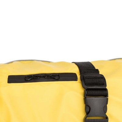 Mochila ou saco amarelo com zíper e fecho preto