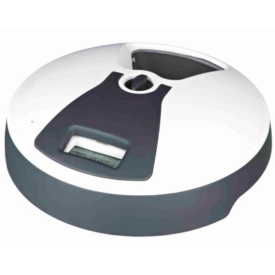 Rolo de fita métrica manual branco e cinzento com botão giratório