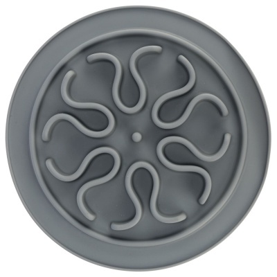 Prato redondo cinza com padrão em relevo