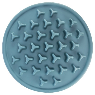 Tapete redondo azul com protuberâncias para cães