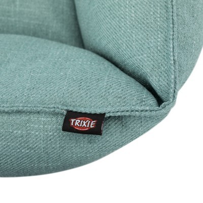 Almofada azul esverdeada com etiqueta TRIXIE