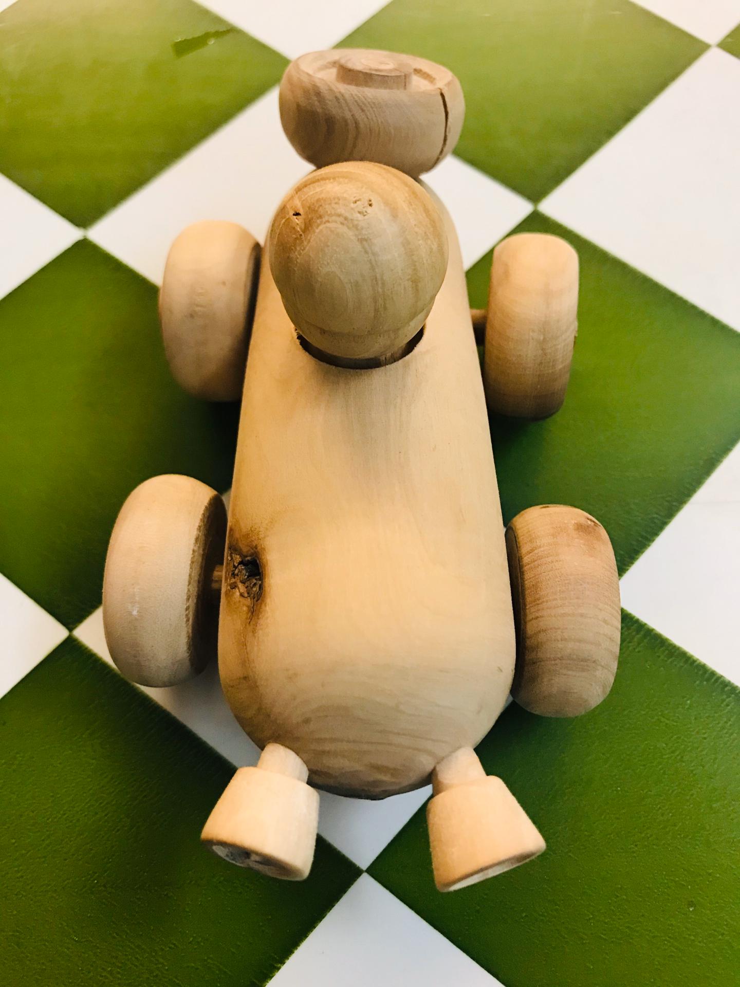 Carrinho de madeira oliveira Brinquedo de madeira em forma de carro com rodas