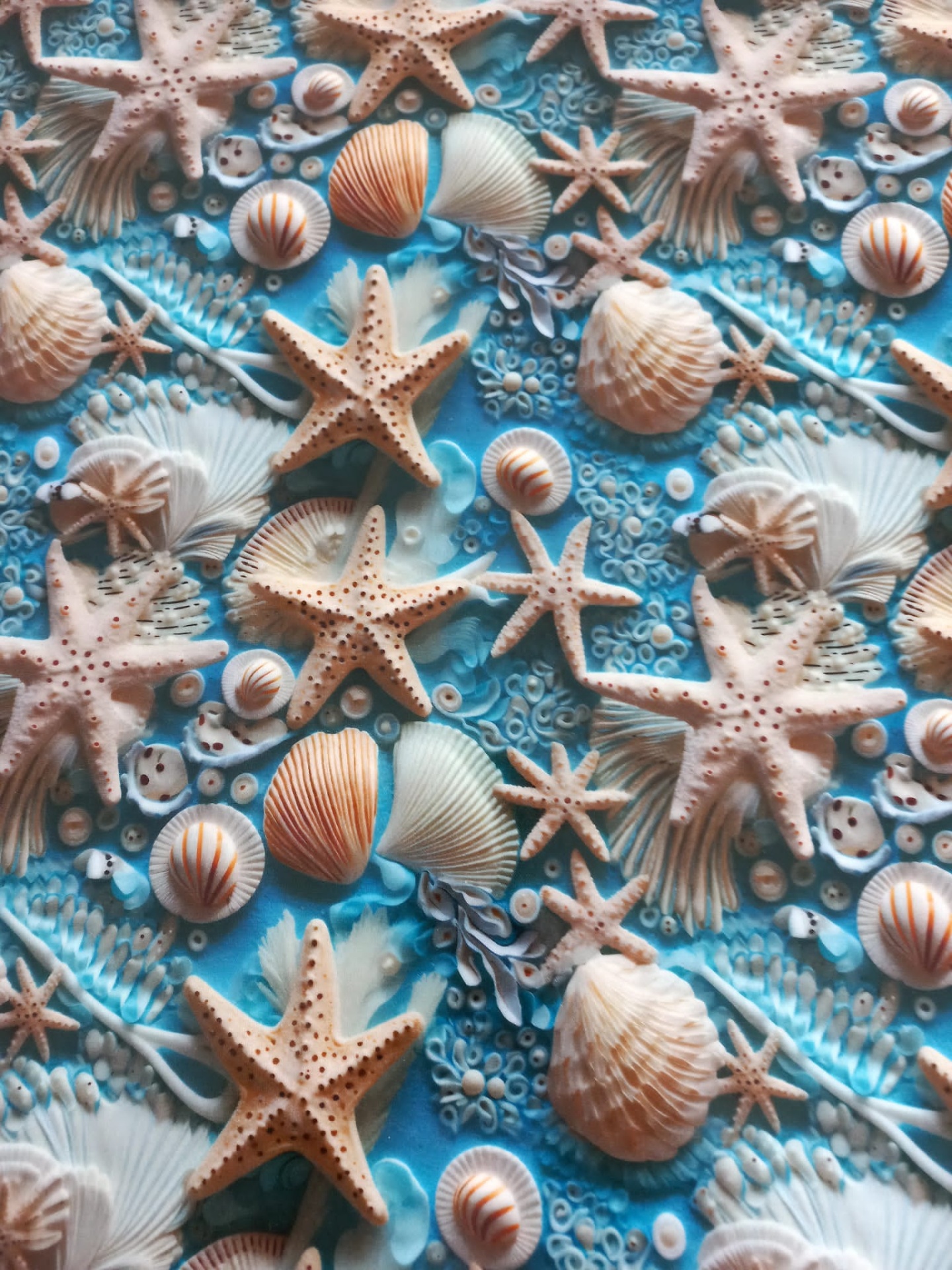 Plastificado 3D Conchas e Estrelas do Mar - P09 Plastificado 3D Conchas e Estrelas do Mar - P09