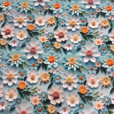 Plastificado 3D Flores em Fundo Azul - P019