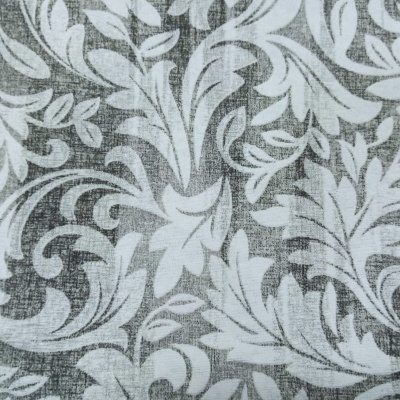 Loneta Titan Folhagens Cinza e Branco