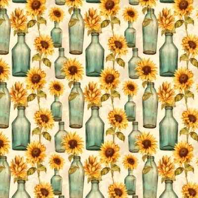 Plastificado 3D com garrafas e girassóis - P06