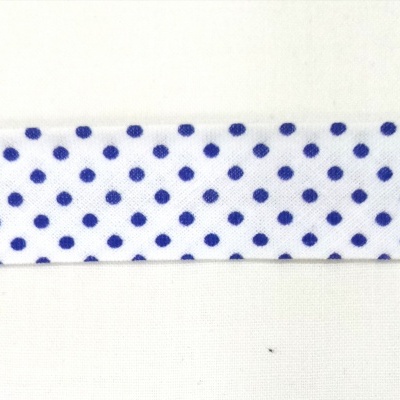 Viés com pintinhas azuis em fundo branco