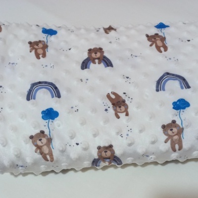 Minky com ursinhos, balões e arco-íris em azul