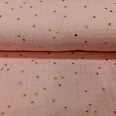 Musselina Rosa com Pintas Douradas