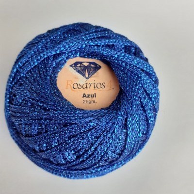 Linha de crochet Rosários4  brilhante azul