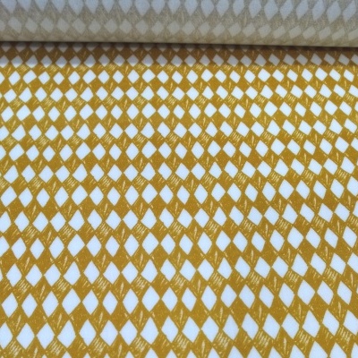 Plastificado com losangos em mostarda e branco