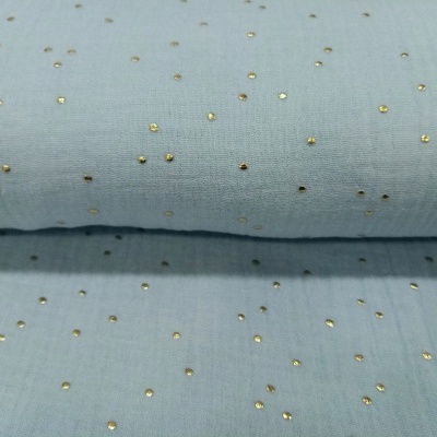 Musselina Azul com Pintas Douradas