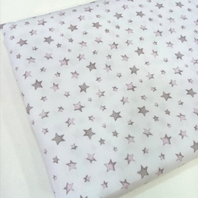Fustão com Estrelas Rosa Velho em Fundo Branco