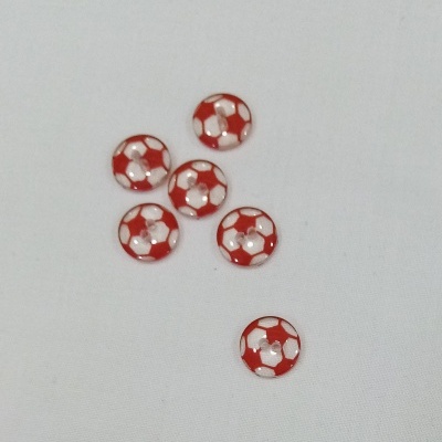 Botão Bola de Futebol Vermelho 12mm