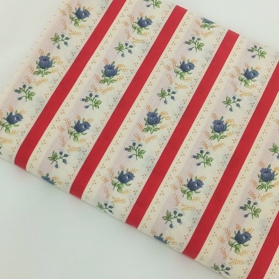 Chita com fundo pérola e riscas vermelhas Nº9