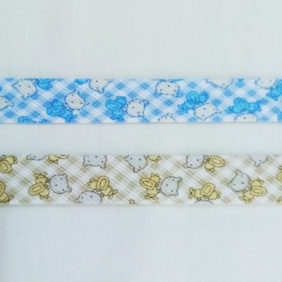 viés de fustão com quadradinhos e ursinhos