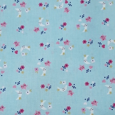 Fairy Rabbit - flowers in light blue