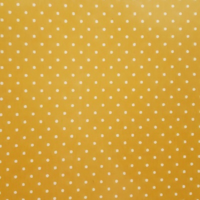 Plastificado com pintinhas brancas em fundo mostarda