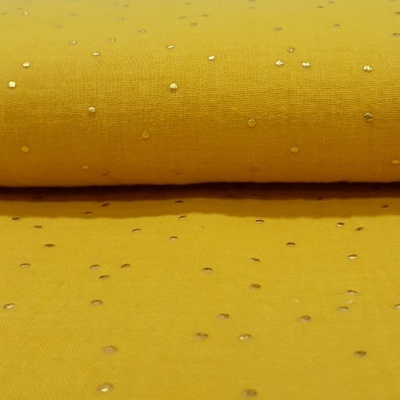 Musselina Mostarda Claro com Pintas douradas