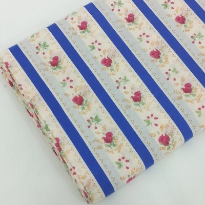 Chita com fundo pérola com riscas azulão Nº10