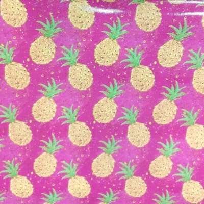 Plastificado com Ananás em fundo rosa fucsia