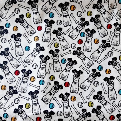 Cães com bolas coloridas