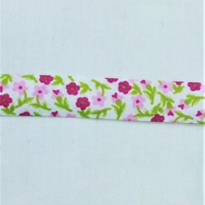 viés com flores rosa e rosa  fucsia