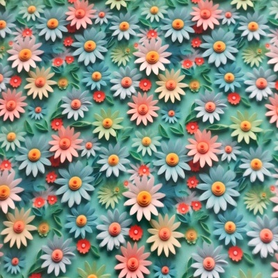 Plastificado 3D Flores em fundo Verde - P010