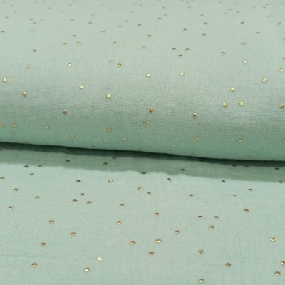 Musselina Verde Água com Pintas Douradas