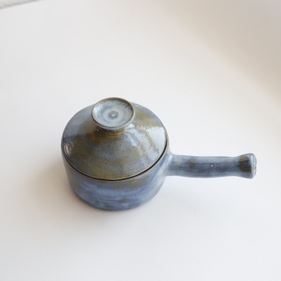 Handmade bright blue pan