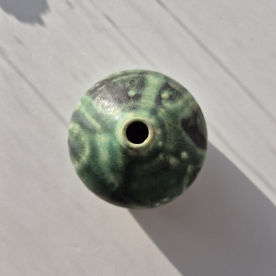 Handmade Stoneware Flower Vase – matte green glazed, 12cm x 10cm
