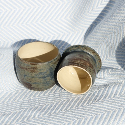 Blue French butter crock