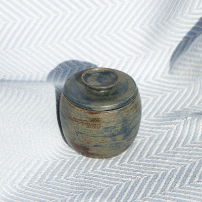 Blue French butter crock