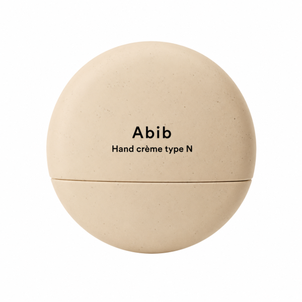 Abib – Creme para as mãos tipo N, 50ml Embalagem redonda bege fosca com texto Abib Hand crème type N