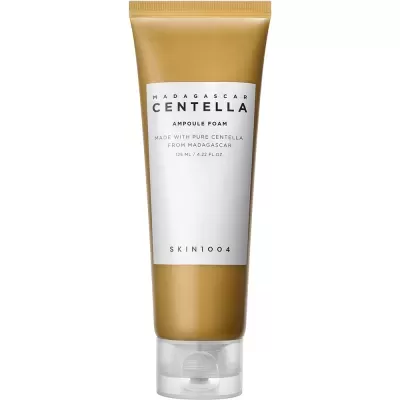 Frasco dourado de produto facial Madagascar Centella Ampoule Foam