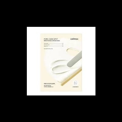 Embalagem de máscara facial Celimax Pore + Dark Spot com textura de creme e espátula