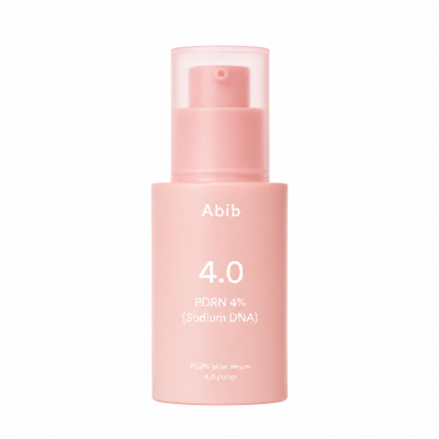 Frasco de sérum rosa fosco com doseador e texto branco