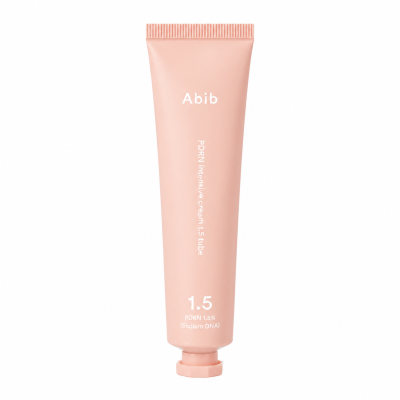 Tubo rosa de creme cosmético com texto branco sobre fundo branco