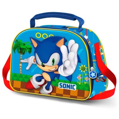 Mala infantil com imagem do Sonic e alças coloridas