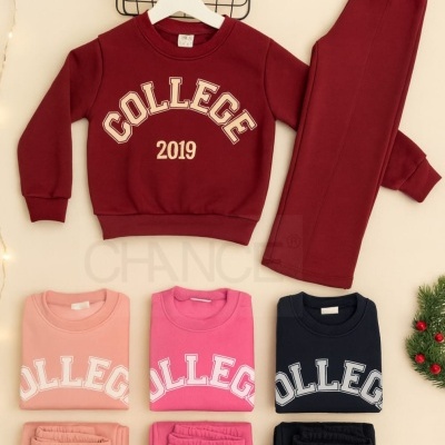Conjunto de túnicas e calças 'COLLEGE' em várias cores com decoração natalícia