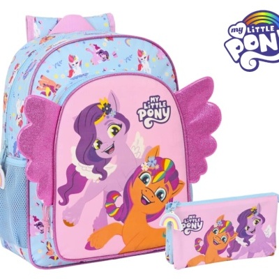 Mochila e estojo My Little Pony com padrão de ponies coloridos