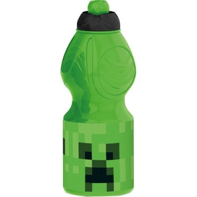 Garrafa desportiva verde com padrão pixelado Minecraft