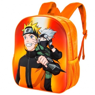 Mochila infantil laranja com personagens de anime Naruto