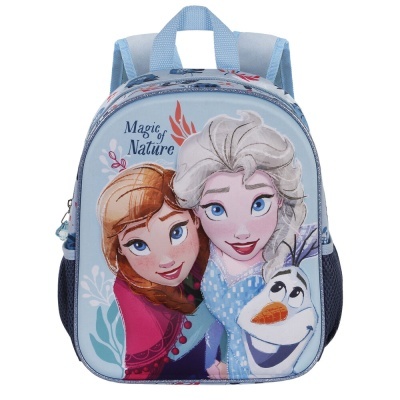 Mochila infantil com personagens Frozen e texto Magic of Nature