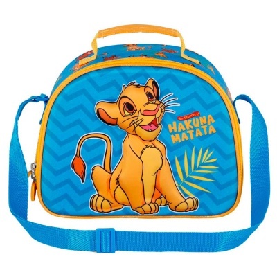 Mala infantil azul com imagem do Simba e texto Hakuna Matata