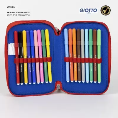 Estojo aberto com 18 marcadores Giotto de várias cores