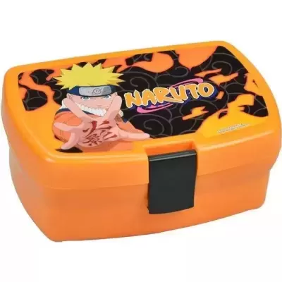 Estojo laranja com decoração de Naruto e texto NARUTO