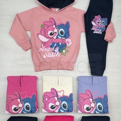 Conjunto infantil Angel & Stitch em várias cores