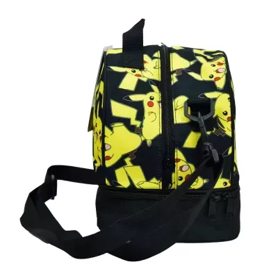 Bolsa térmica preta e amarela com estampa de Pikachu